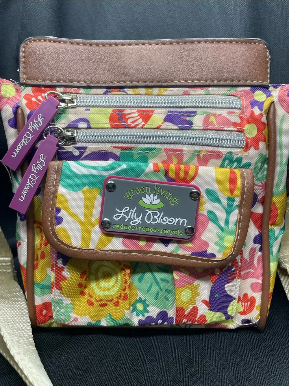 Lily Bloom Green Living Floral Crossbody Purse